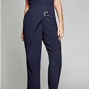 New Guess Marciano Rozalia Wrap Crepe Crop Navy Pants M 6